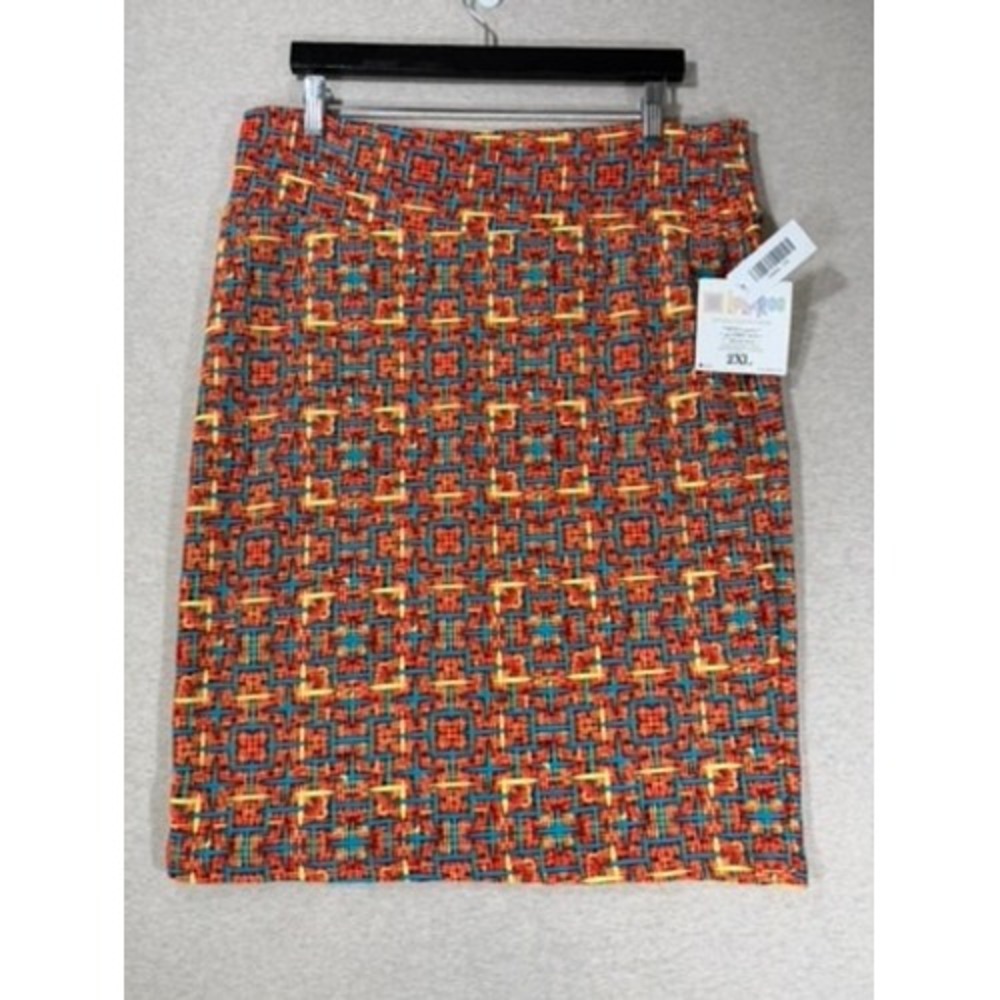 LuLaRoe Cassie Pencil Skirt Women 2XL Red Blue Yellow NWT Geometric Stretch